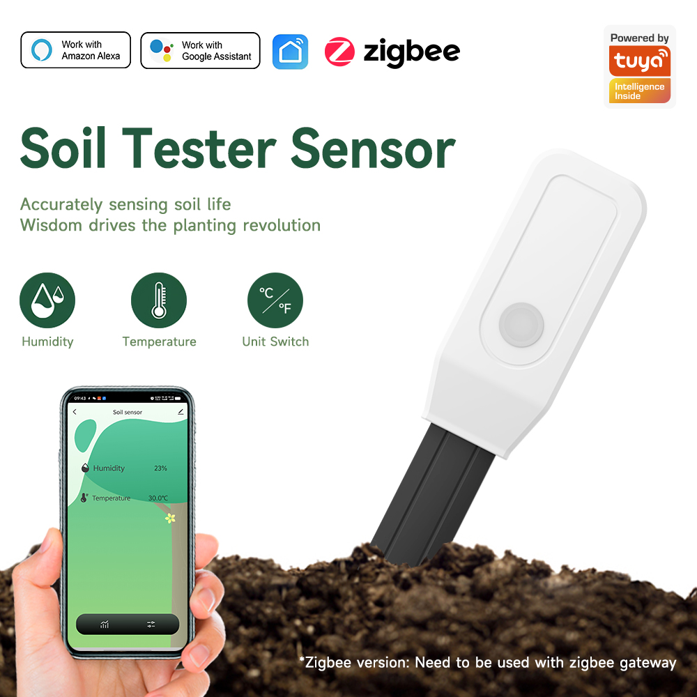 Plant Monitor - เซ็นเซอร์ทดสอบดินอัจฉริยะ, เครื่องวัดความชื้นและอุณหภูมิดิน Zigbee 3.0, เครื่องตรวจสอบพืชแบบดิจิตอลสำหรับสวน/ฟาร์ม, ควบคุมผ่านแอปพลิเคชันระยะไกล