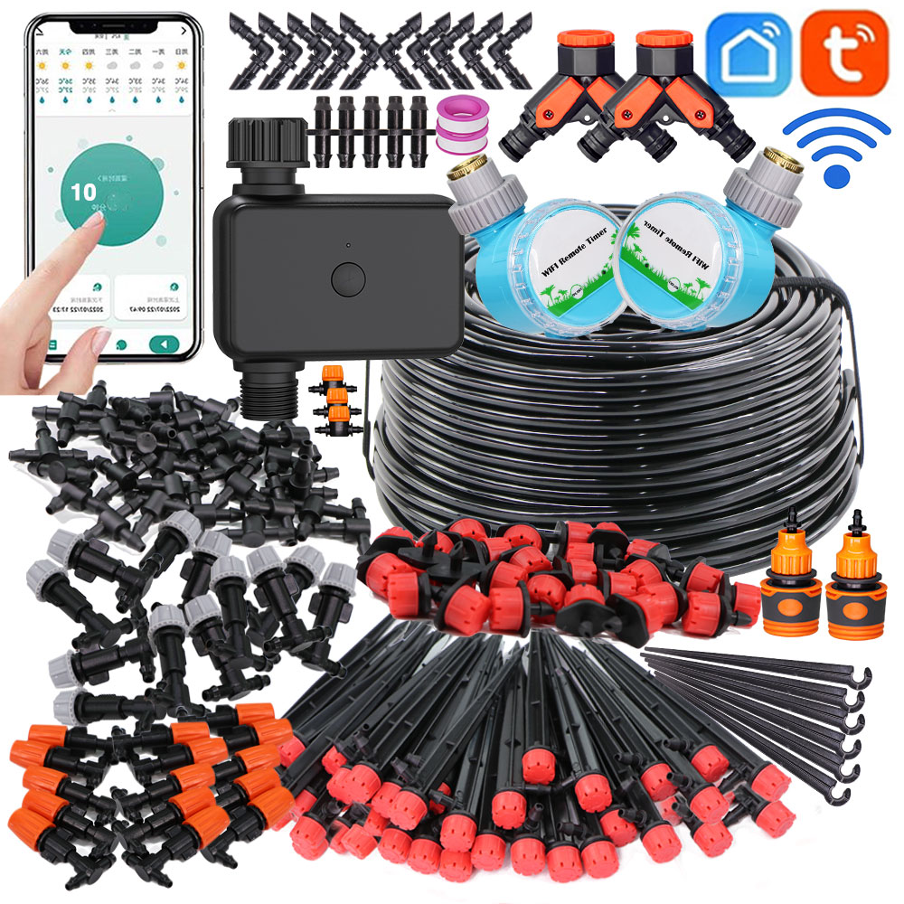 Smart Garden System - ระบบรดน้ำในสวนอัจฉริยะ30-50ม. ตัวหยดแบบปรับได้หัวฉีดทำความเย็นละอองอุปกรณ์ชลประทานอัตโนมัติสำหรับเรือนกระจก