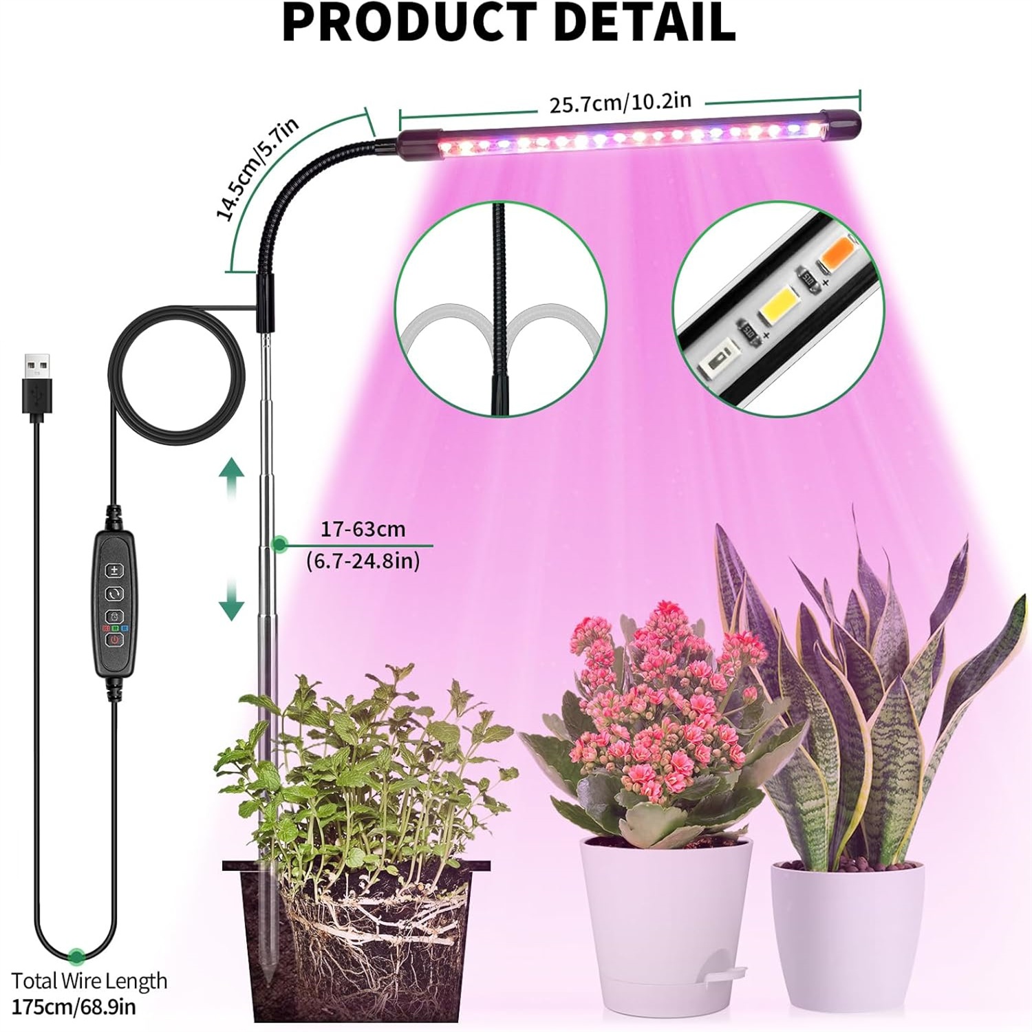 Plant Grow Light Full Spectrum - 3 สี USB Grow โคมไฟพืชเต็มสเปกตรัม Growth