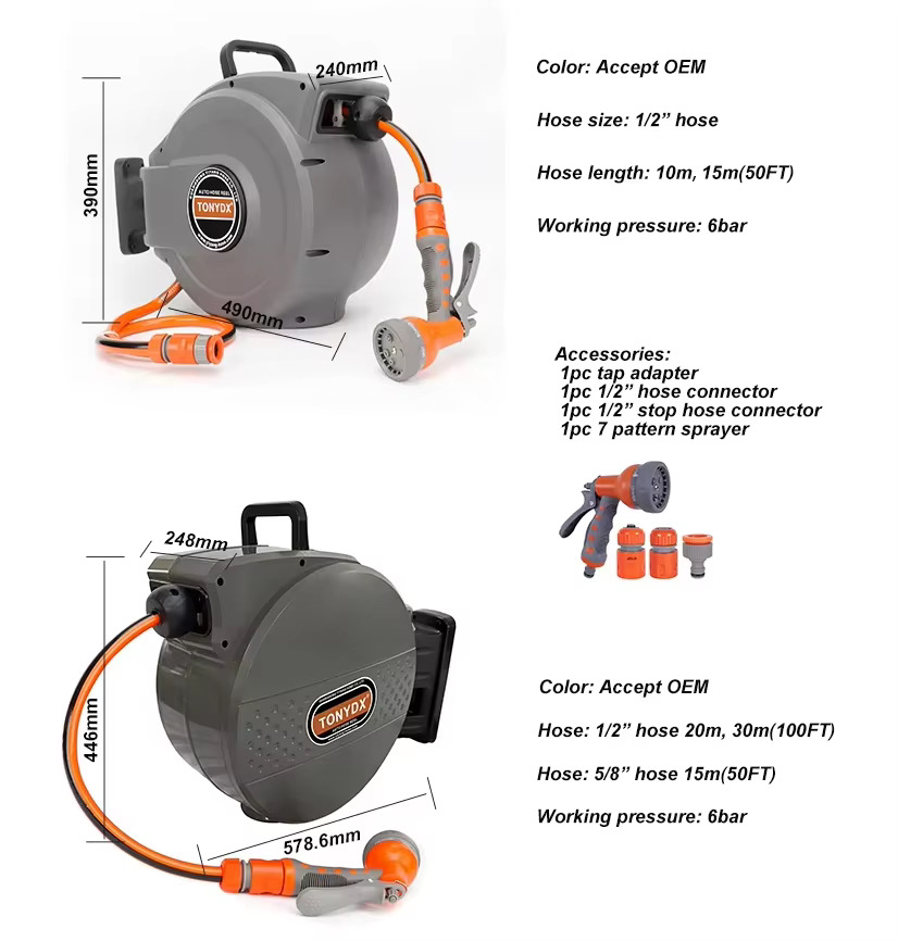 Automatic Watering - NEOTEC สายยางรดน้ำแบบม้วนเก็บอัตโนมัติ 30 เมตร 1/2 นิ้ว