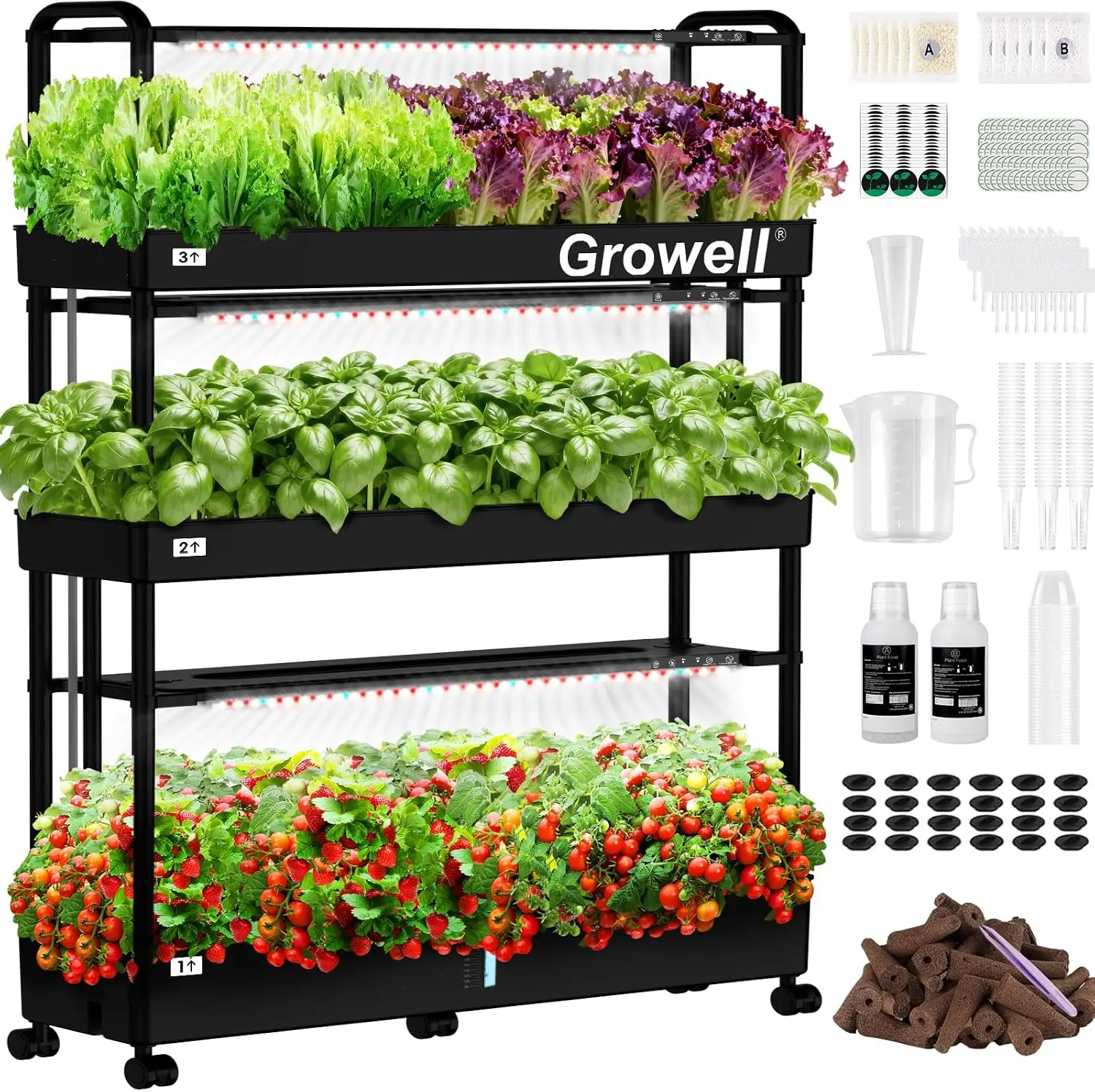 Hydroponic Grow Pod - ชุดระบบปลูกพืชไฮโดรโปนิกส์ขนาดใหญ่, ชุดปลูกสมุนไพรในร่มแนวตั้ง 90 ช่อง พร้อมโหมดแสง 2