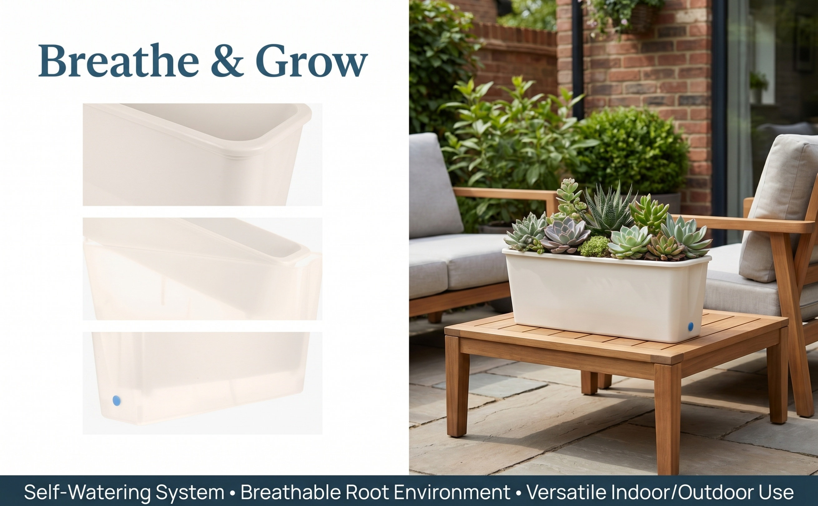 กระถางปลูกทรงสี่เหลี่ยมผืนผ้า  - Self Watering Planter บทวิจารณ์และราคา