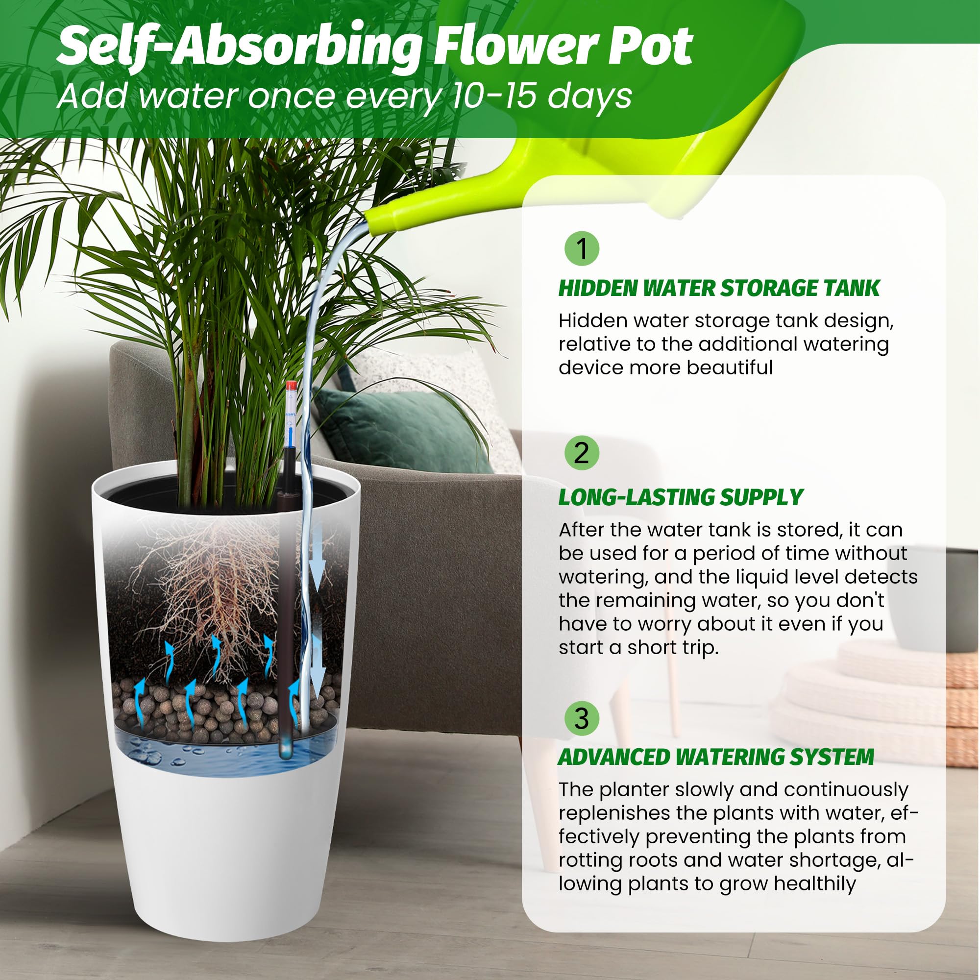 ชุดกระถางต้นไม้ทรงสูงแบบรดน้ำเ - Indoor Garden Kit บทวิจารณ์และราคา